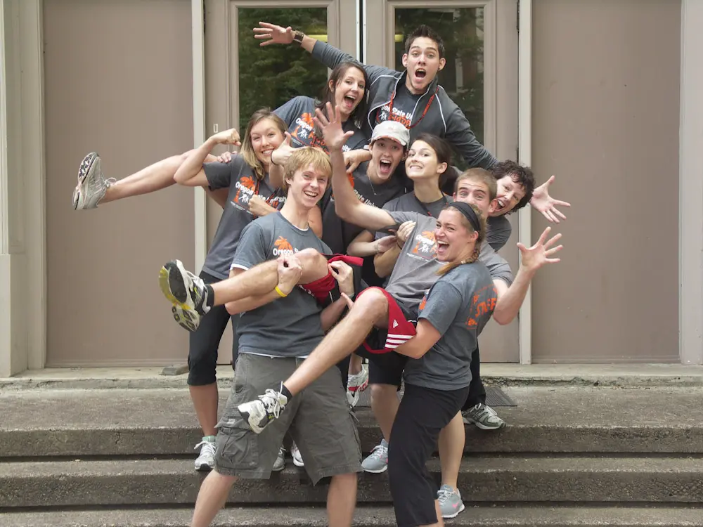 KidSpirit Supervisors (Summer of 2027) playfully posed on the Langton Steps