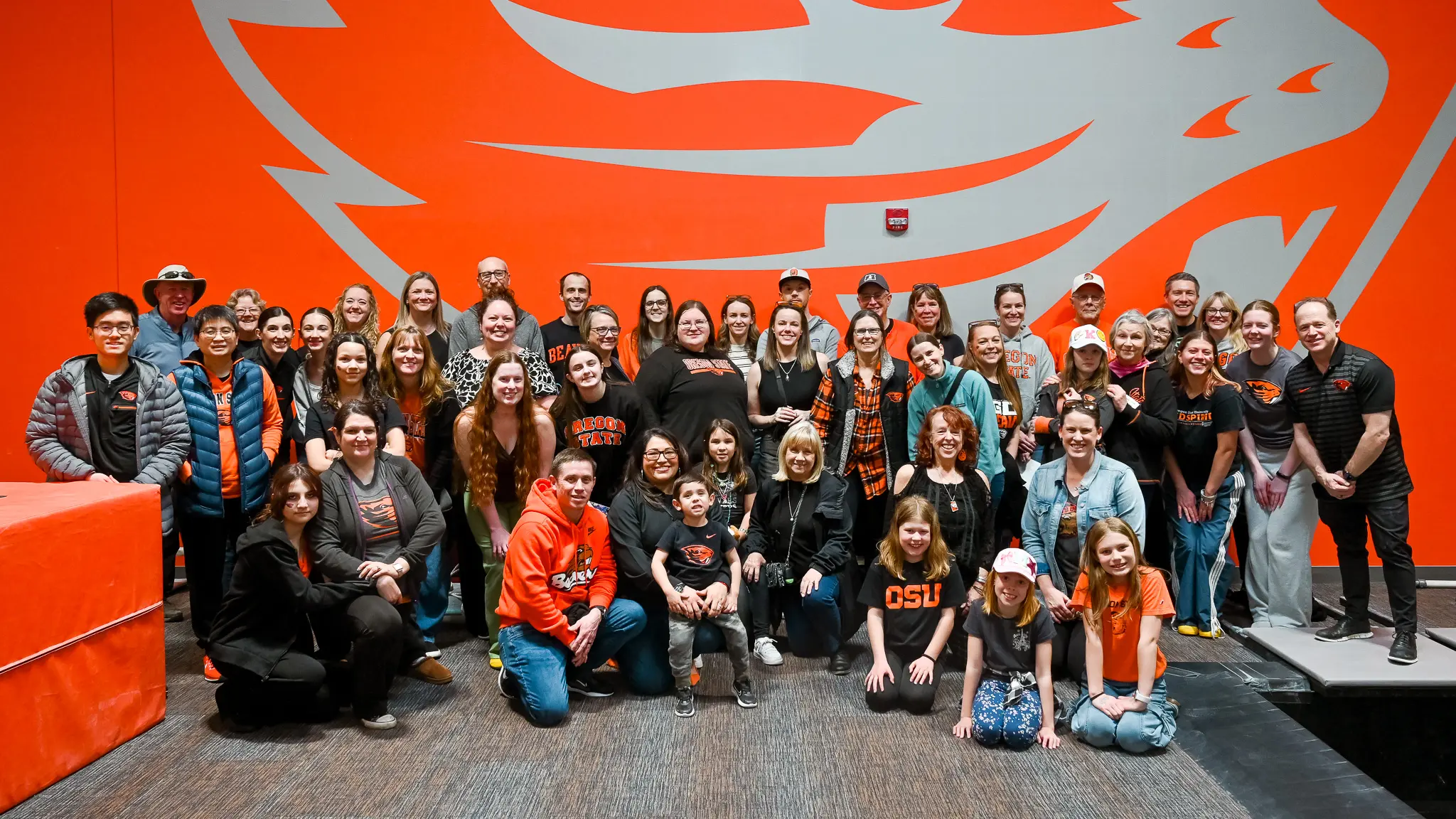 Group standing in front of OSU beaver
